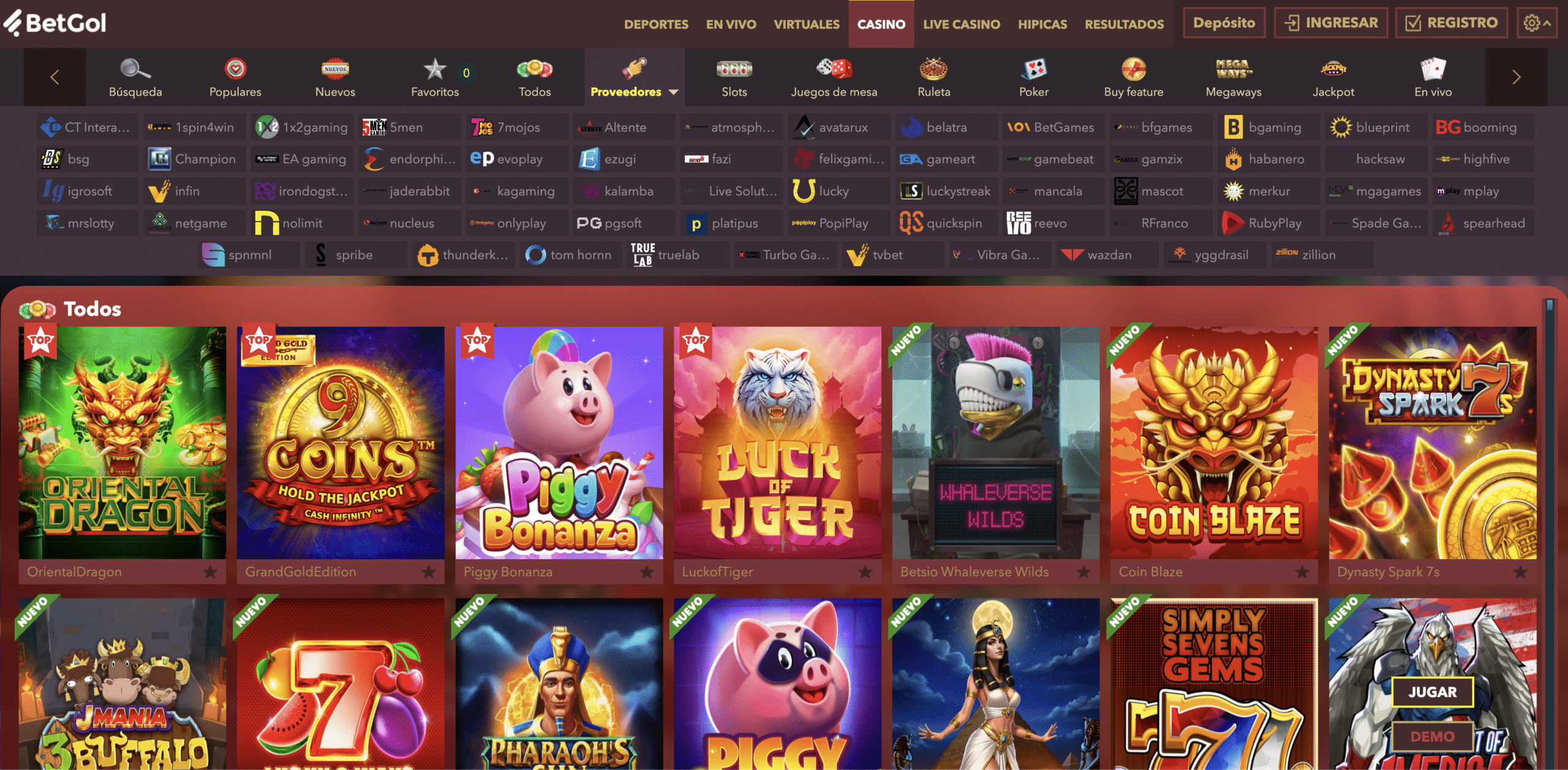 betgol casino all slots