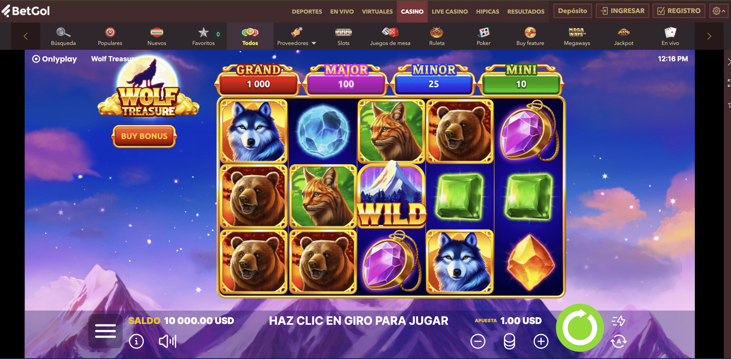 betgol Wolf Gold: La Tragamonedas